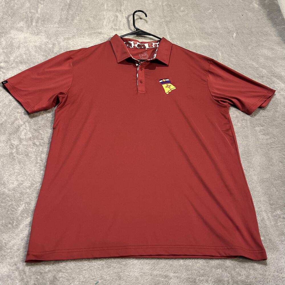 Swannies Polo Shirt Mens XL Red Colorado New Mexico Flag Golf Performance